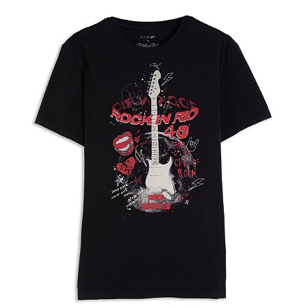 Camiseta Ellus Guitar Rock Rock in Rio 40 Anos Masculina