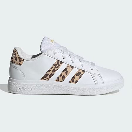 Tênis Adidas Infantil Grand Court 2.0 Meninas Branco Oncinha
