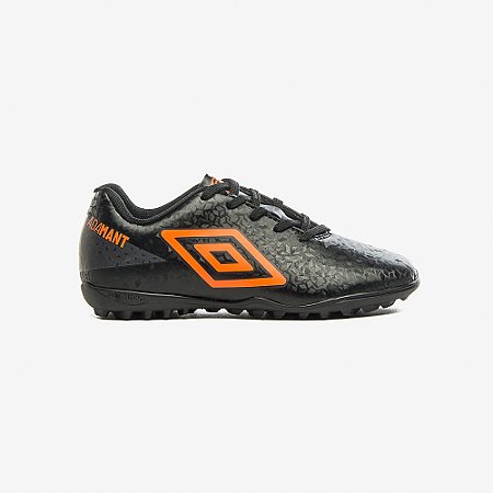 Chuteira Umbro Infantil Society Adamant Preto Laranja