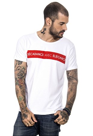 CAMISETA MASCULINA DÉCADANCE AVEC ÉLÉGANCE RED FEATHER