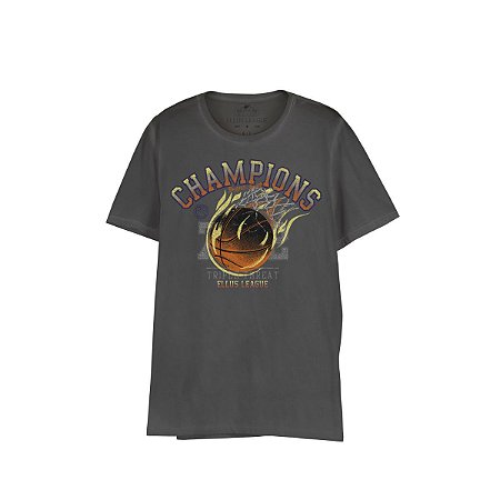 Camiseta Ellus Cotton Washed Basket Champions Over