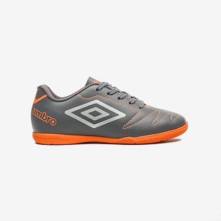 Chuteira Umbro Futsal Umbro Class 2.2 Jr Cinza Laranja