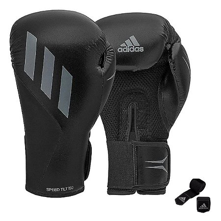Kit Luva De Boxe Bandagem adidas Pu Speed Tilt 150 Preto Cin