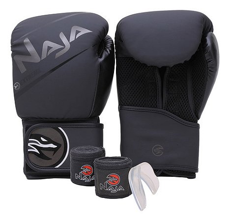 Kit Luva Boxe Muay Thai + Bandagem + Bucal Naja Extreme