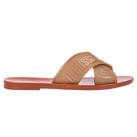 Sandália Melissa M Lover Slide Feminina Marrom Ouro