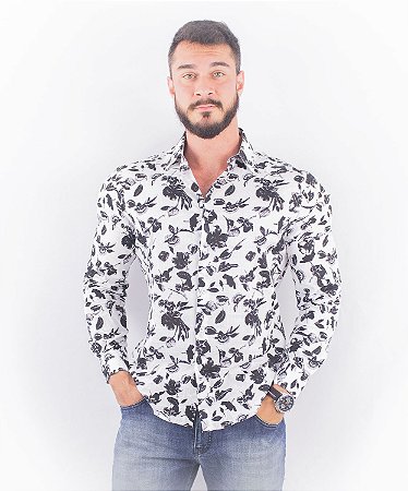 CAMISA ELLUS MANGA LONGA FLYTRAPS FLORAL PRINT SLUB CLASSIC