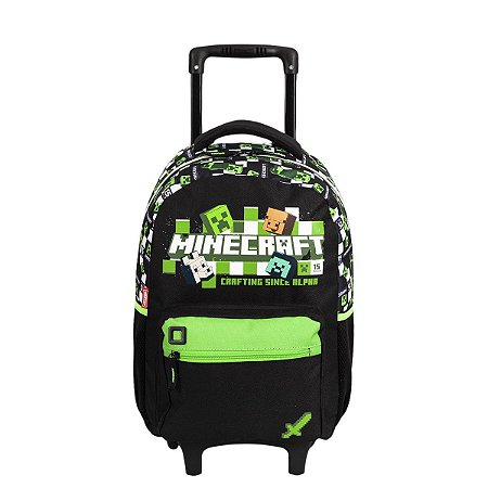 Mochila de Carrinho Minecraft M Sestini Preta Verde