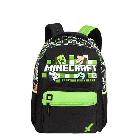 Mochila Minecraft Preta Verde Grande Sestini