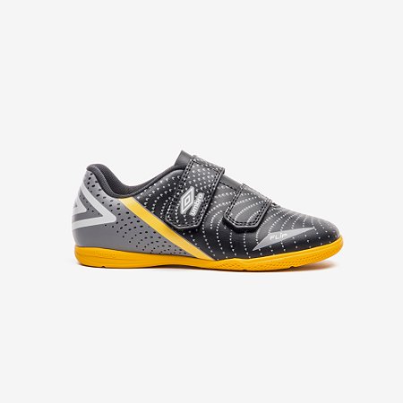 Chuteira Futsal Umbro Filp Kids Cinza Preta Amarela