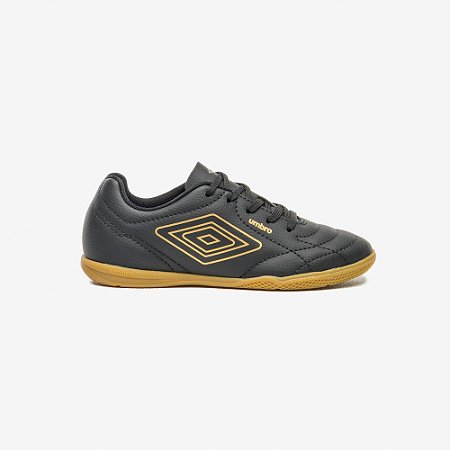 Chuteira Futsal Umbro Class Footballer Jr Preto Dourado