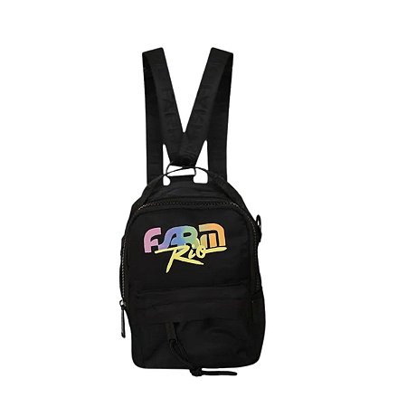Mini Mochila Borogodó Rio Fantasia Preta