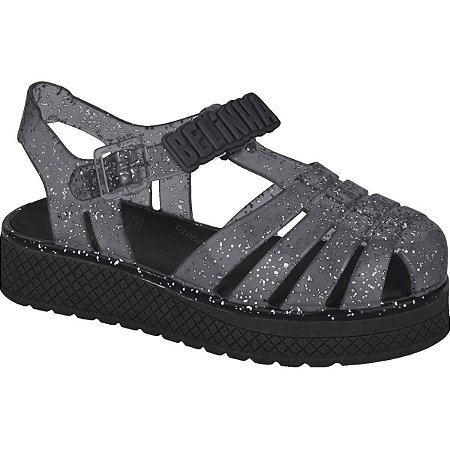 Sandália Belinha Infantil  Kidy Plataforma Pret Fumê Glitter