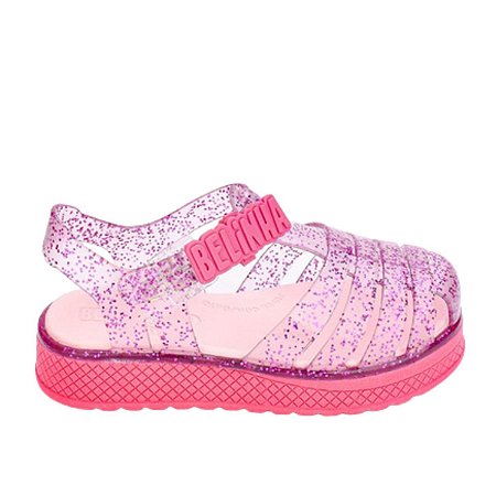 Sandália Belinha Infantil  Kidy Plataforma Rosa Glitter