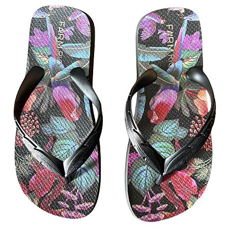 Chinelo Farm Tropical Feminino Preto Lilás