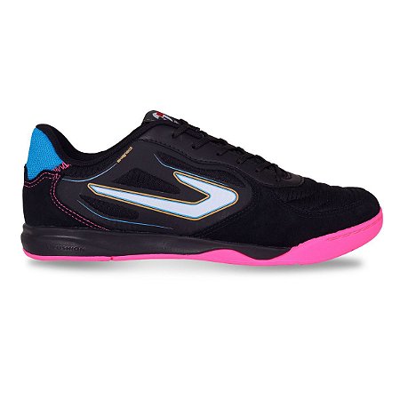 Chuteira Topper Futsal Letra IV Masculina Preto Azul Pink