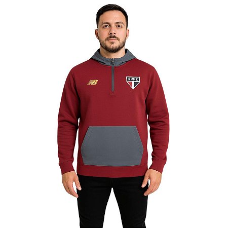 Jaqueta New Balance Viagem Spfc 2025 Masculina Bordô