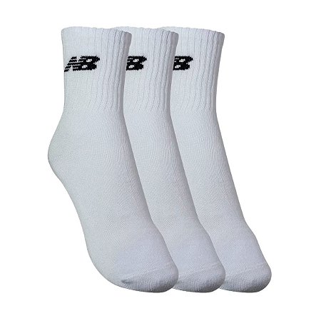 Kit 3 pares meia cano alto New Balance 39 a 42 Branca