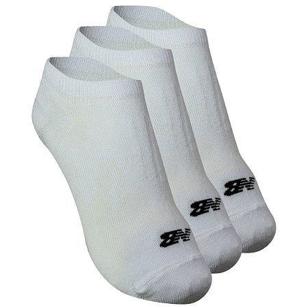 Kit 3 pares de meia New Balance invisível Branca 35 a 38