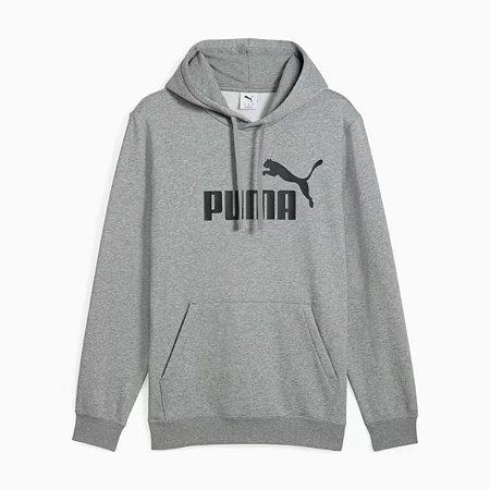 Blusa Puma Moletom com Capuz Essentials No. Logo Cinza