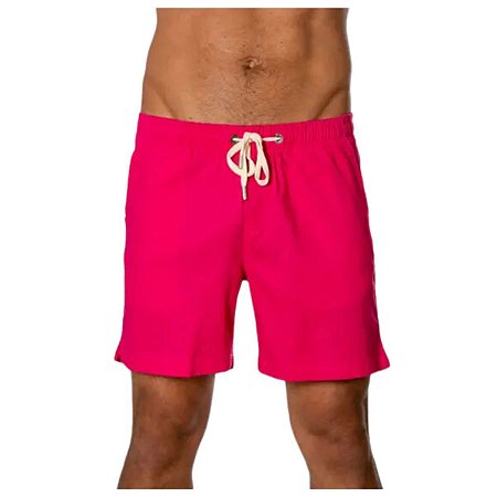 Short Red Feather Linho Masculino Rosa Pink