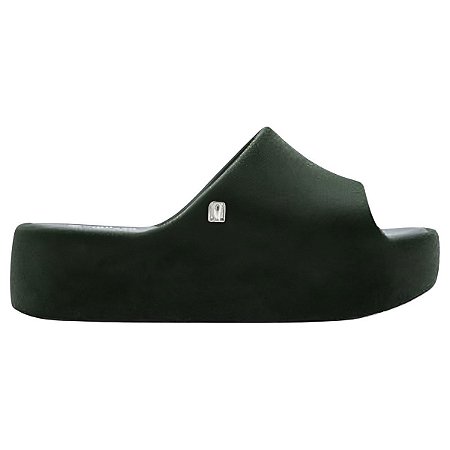 Sandália Melissa Free Platform Slide Velvet Verde Flocado
