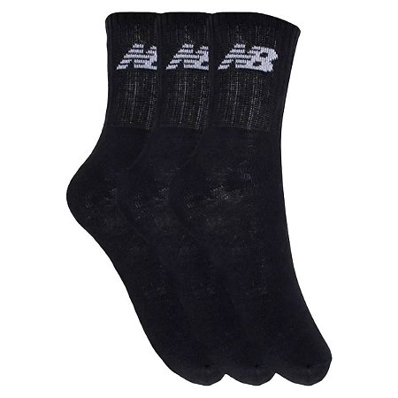 Kit 3 pares meia cano alto New Balance 35 a 38  Preta