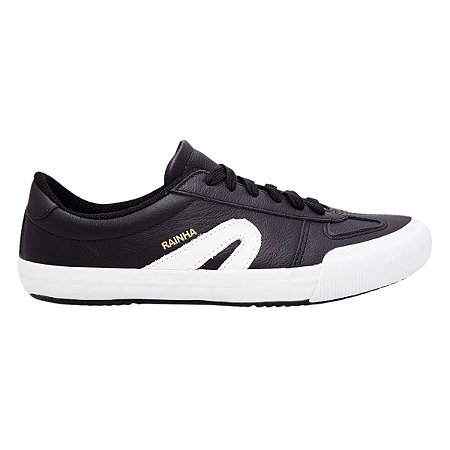 Tênis Rainha VL 2500 Couro Masculino Preto Branco
