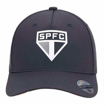 Boné São Paulo Silk Frontal Aba Tricolor Supercap Preto