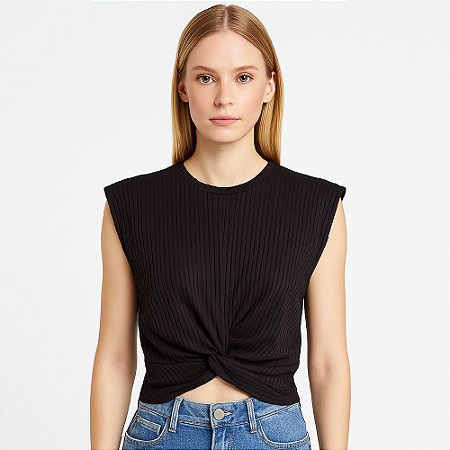 Blusa Canelada Colcci Manga Curta Feminina