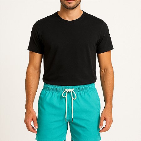 Short Red Feather Linho Masculino Verde Água