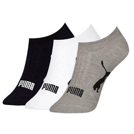 Kit 3 pares meia Puma sapatilha 34 ao 39 Preta Branco Mescla