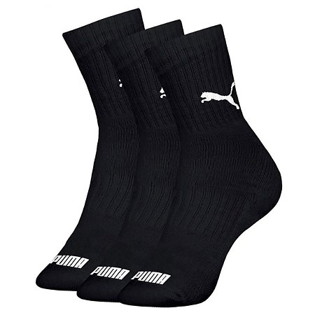 Kit 3 Pares de Meia Puma Esportiva Cano Médio Preto