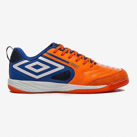 Chuteira Futsal Umbro Pro 5 Bump Laranja Azul