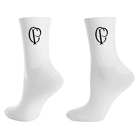 Meia Corinthians CP Cano Médio Masculina Branco