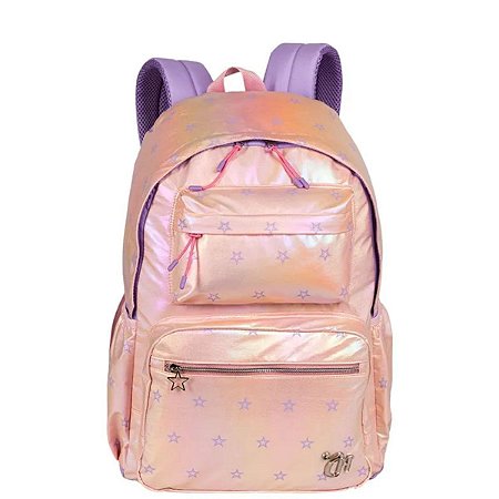 Mochila Grande Capricho Estrela Rainbow Sestini Rosa