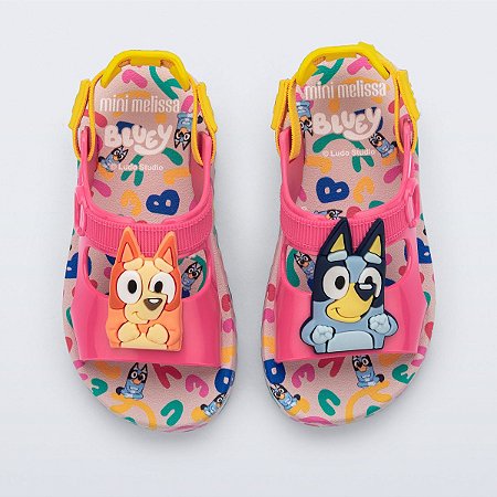 Sandália Mini Melissa Hop Bluey Baby Rosa Bege Amarelo
