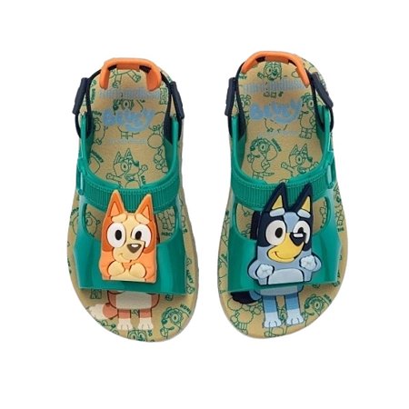 Sandália Mini Melissa Hop Bluey Baby Verde Azul Laranja