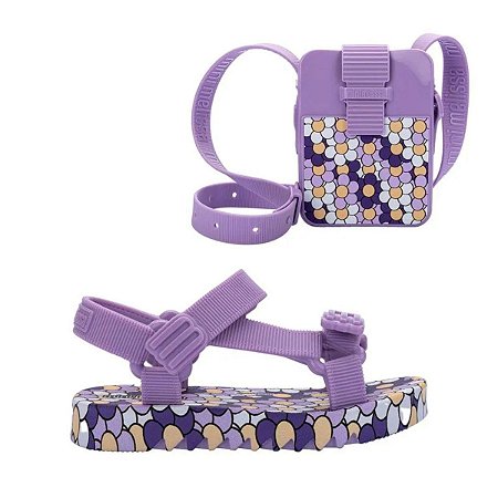 Sandália Mini Melissa Playtimr Bolsa Discover Lilas Amarelo