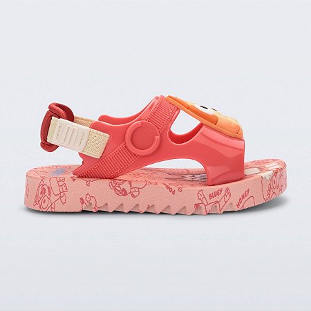 Sandália Mini Melissa Hop Bluey Baby Bege Rosa Vermelho