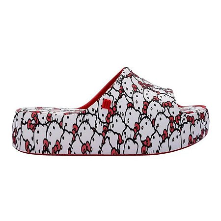 Sandália Melissa Free Platform Hello Kitty Branco Vermelho