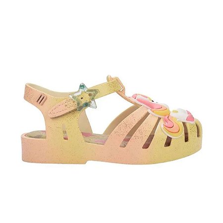 Sandália Mini Melissa Possession Uni Baby Bege Amarelo Branc