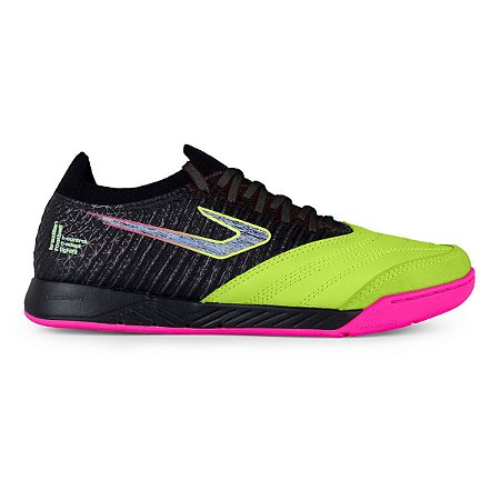 Chuteira Futsal Topper Dominator Fuse Preto Verde Rosa