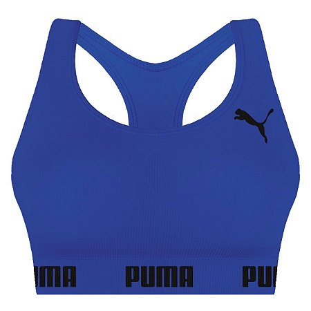 Top Puma Sem Costura Feminino Azul Royal