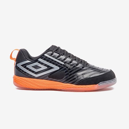 Chuteira Futsal Umbro Pro 5 Bump Preto Laranja