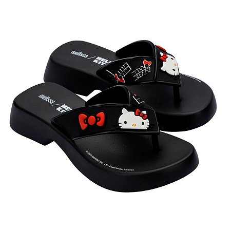 Sandália Melissa Flatform + Hello Kitty Preto