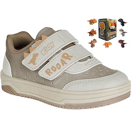 Tênis Kidy Happy Natural Taupe + Dino Surpresa Colecionável