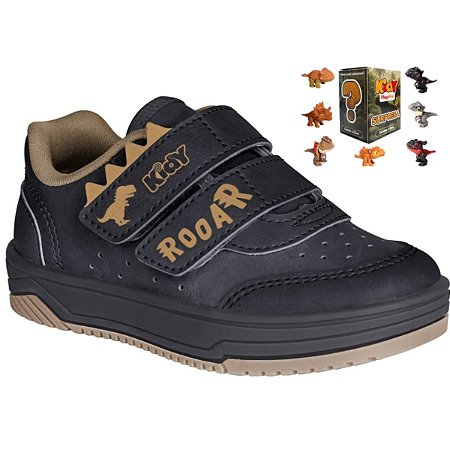 Tênis Kidy Happy Preto e Caramelo + Dino Surpresa Coleciona