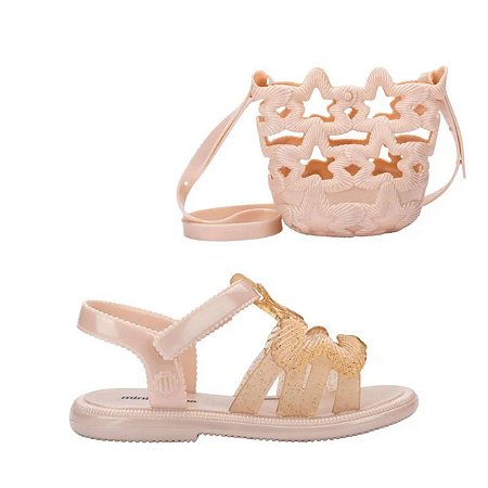 Kit Mini Melissa + Bolsa Luminous Baby Bege Glitter