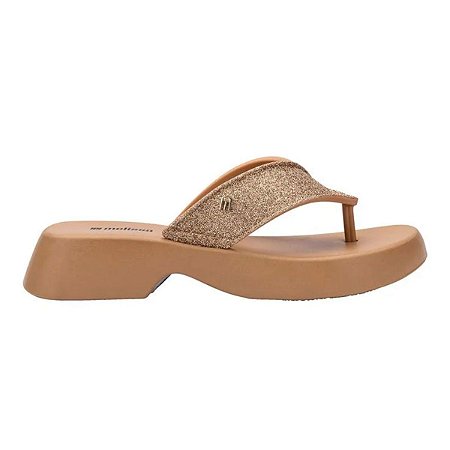 Sandália Melissa Flatform M Lover Glitter Bege