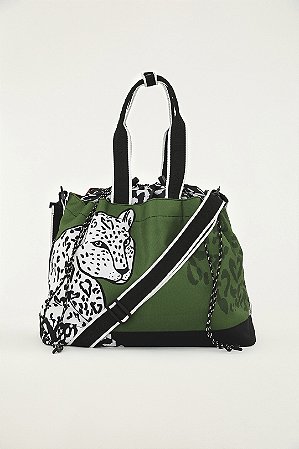 Bolsa Farm Totebag Carioca Onça Verde Tucano Vermelho